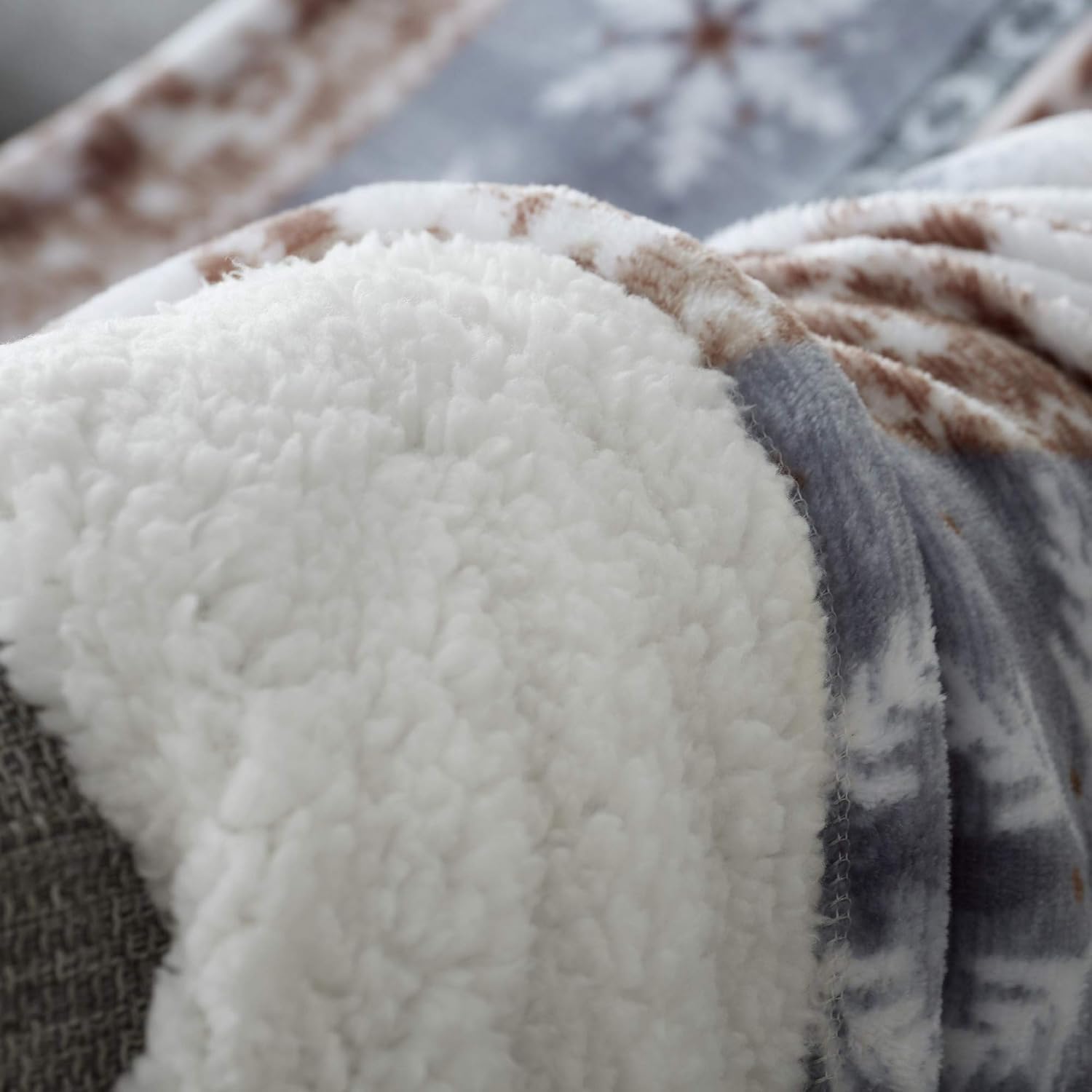 Taupe Large Faux Fur Sherpa Fleece Throw Blanket