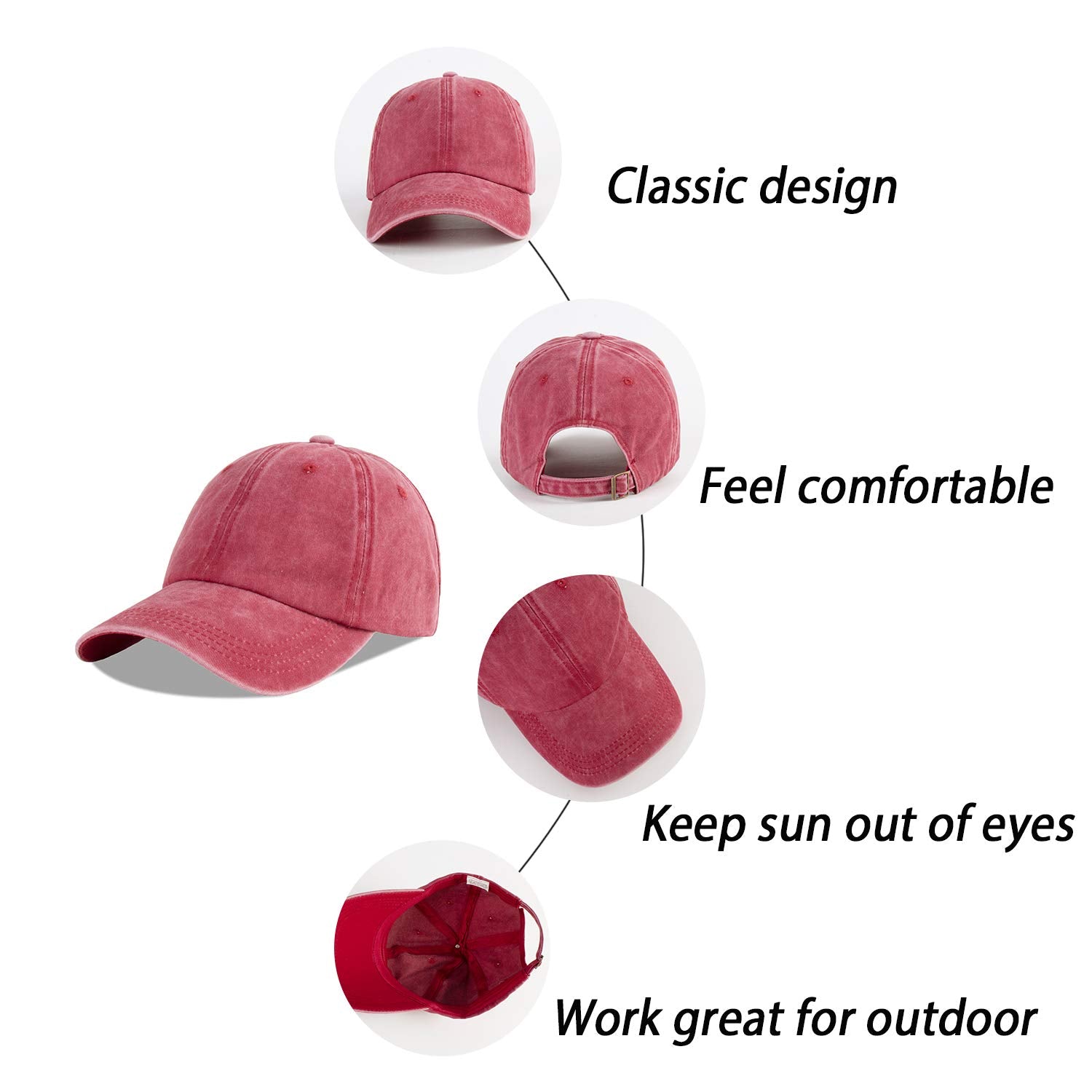 LANGZHEN Unisex Baseball Cap 100% Cotton Fits Men Women Washed Denim Adjustable Dad Hat