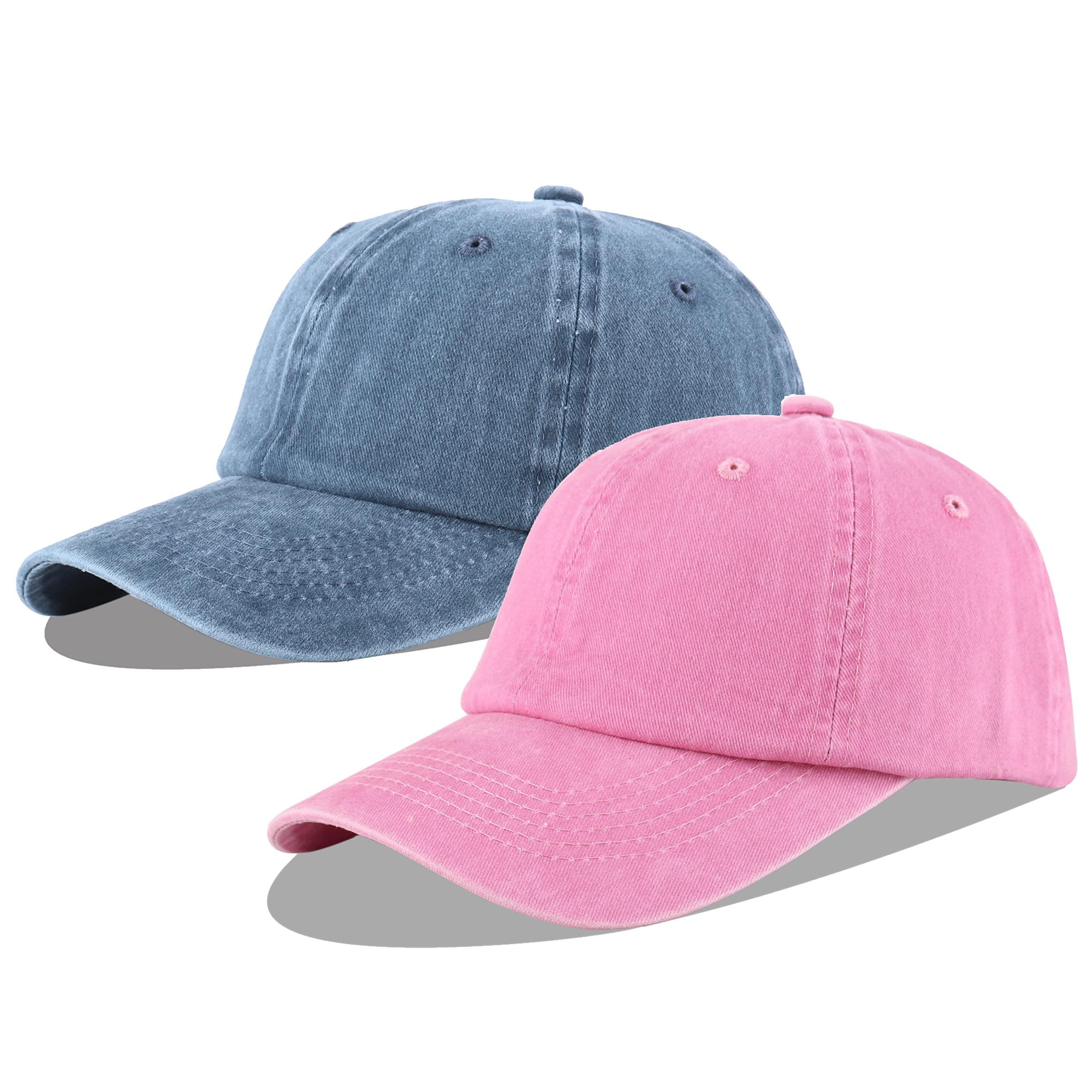 LANGZHEN Unisex Baseball Cap 100% Cotton Fits Men Women Washed Denim Adjustable Dad Hat