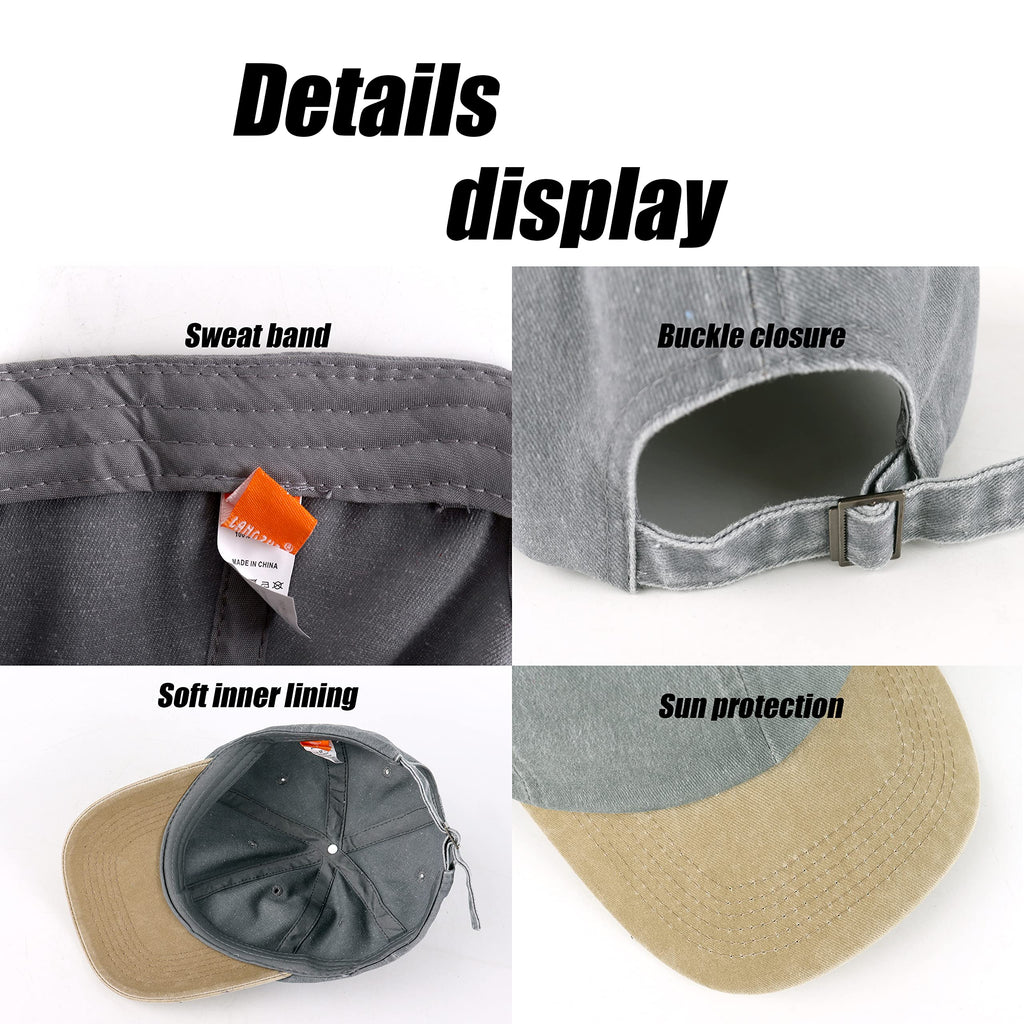 LANGZHEN Unisex Baseball Cap 100% Cotton Fits Men Women Washed Denim Adjustable Dad Hat